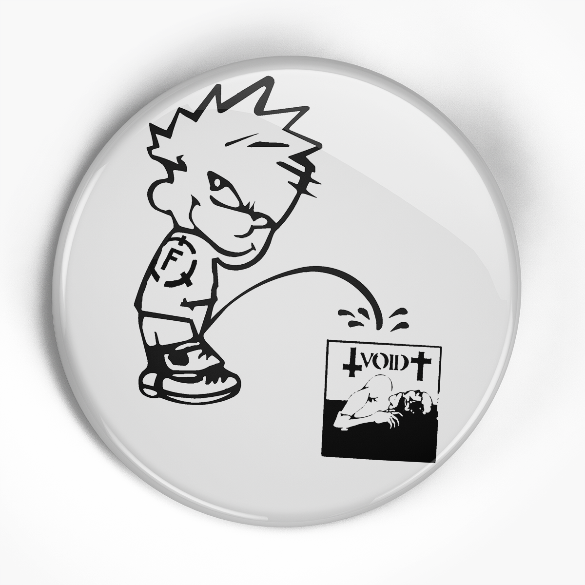 Calvin "Piss on Void Side" (1", 1.25", or 2.25") Pin