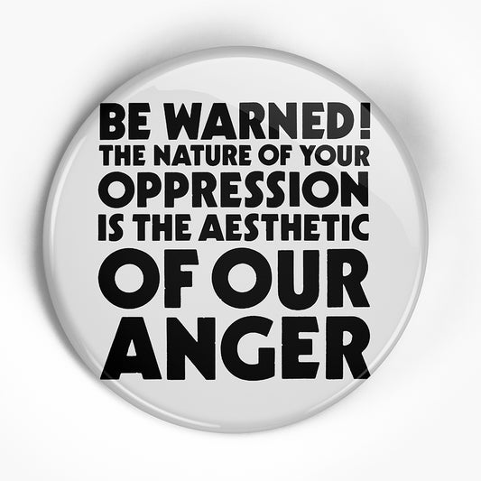 Crass "Be Warned" (1", 1.25", or 2.25") Pin